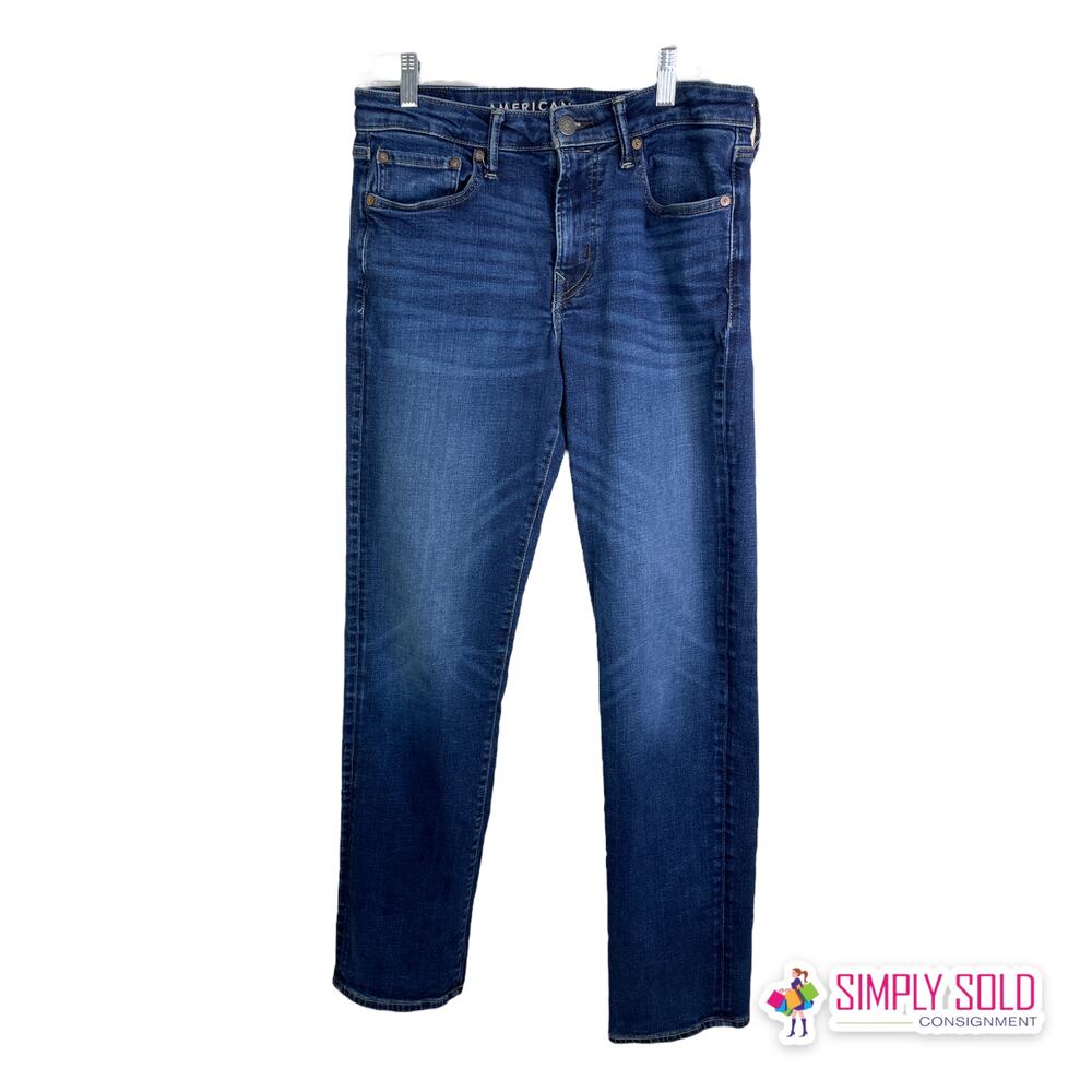 American Eagle Airflex + Women's Denim Jeans Sz 31x34 Original Straight Cotton